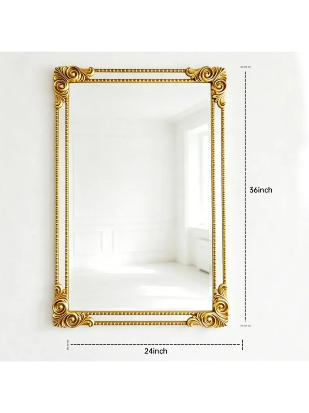 Vintage Baroque Gold Wall Mirror - Ornate Home Decor Accent, 24x36 Inches